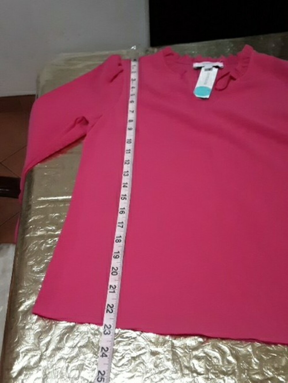 CeCe V-Neck Ruffle Cuff Blouse - Raspberry - Picture 11 of 11